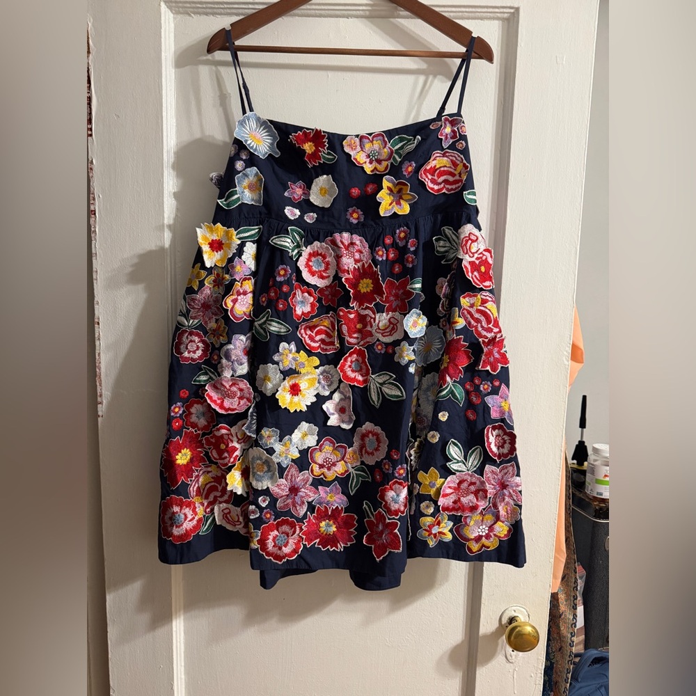 ✨Anthropologie Sleeveless 3D Floral Babydoll Mini Dress Sz XL - Picture 8 of 11